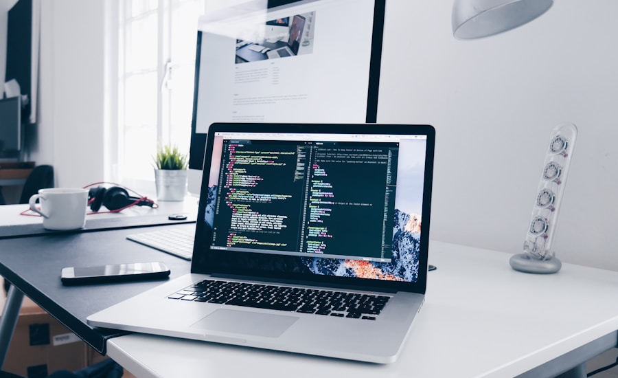 AI app development process — developer coding React Native app with OpenAI integration